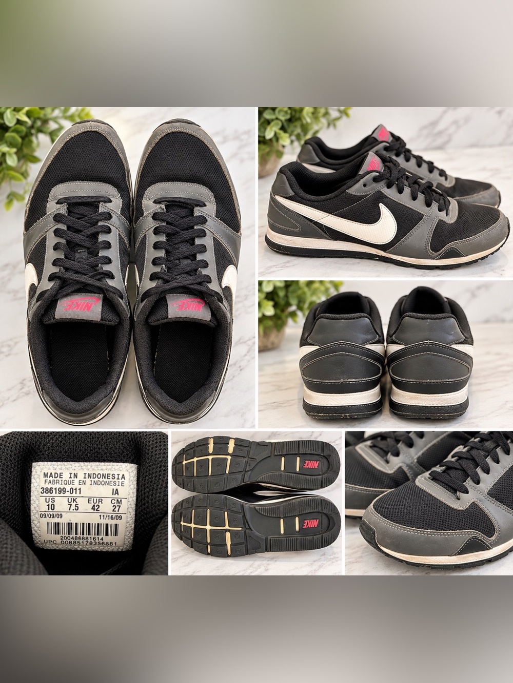 Nike Women’s Size 10 Black Gray White Retro Sneakers Style 386199-011